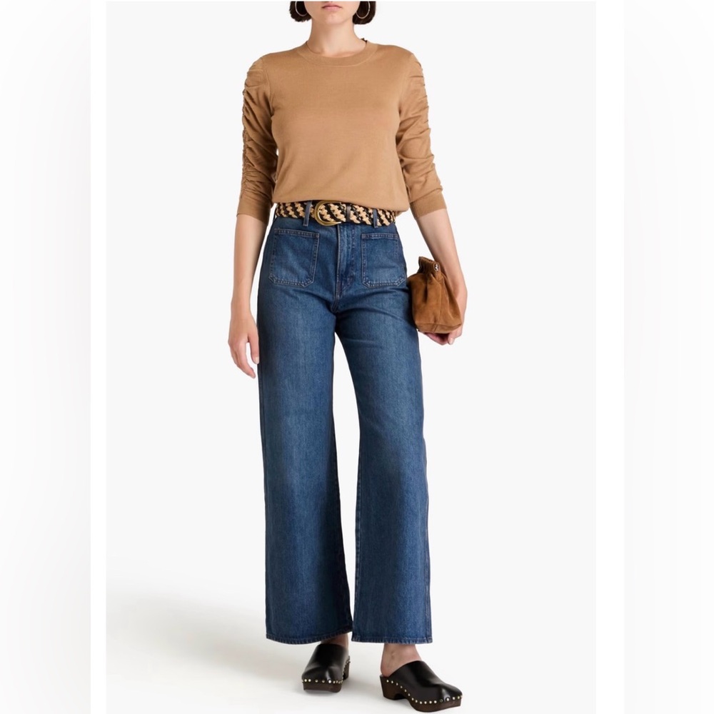 Veronica Beard Taylor Wide Leg High-Rise Women's Jeans in Dark Blue Size 25